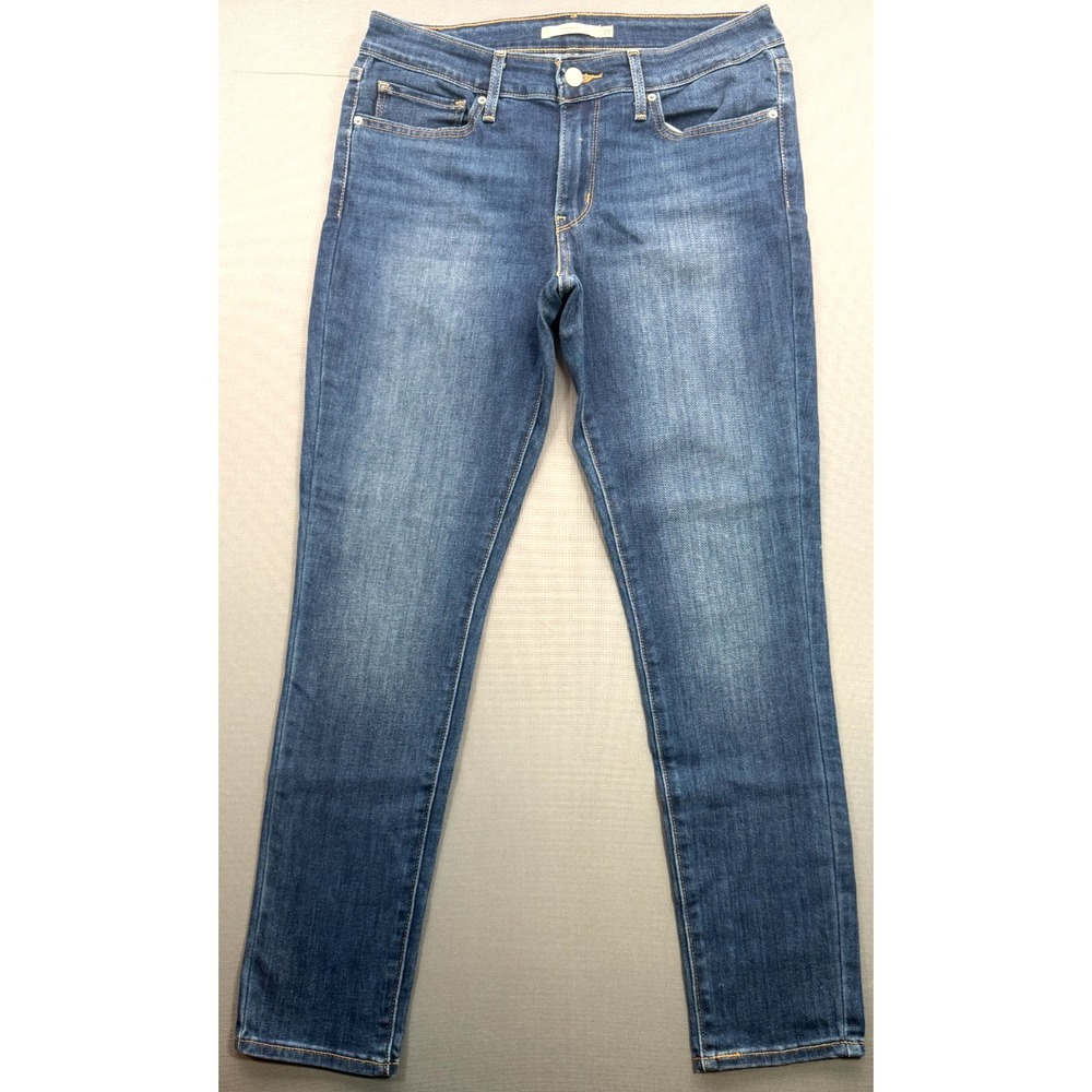 Levis 711 Skinny Jeans Medium Wash Blue Blank Red Tab Stretch Denim | Women's 30